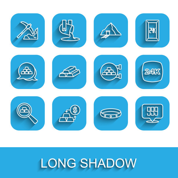 设置线金条，兑换货币，采矿，戒指，24k，和珠宝店的图标。向量图片下载