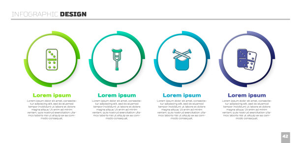 设置多米诺骨牌，拐杖或拐杖，编织和。业务信息图表模板。向量图片下载