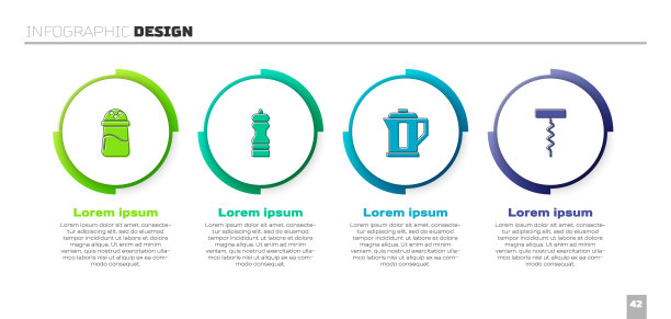 准备好盐，胡椒粉，电水壶和开瓶器。业务信息图表模板。向量图片下载