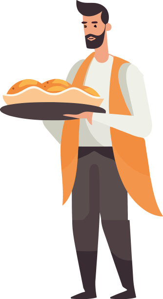 身着制服的厨师端着美食站着图片下载