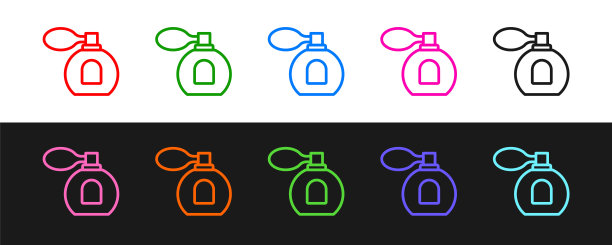 设置线香水图标孤立的黑色和白色的背景。向量图片下载