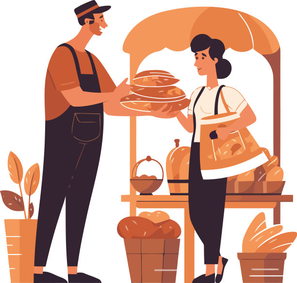 两个面带微笑的厨师拿着菜篮图片下载