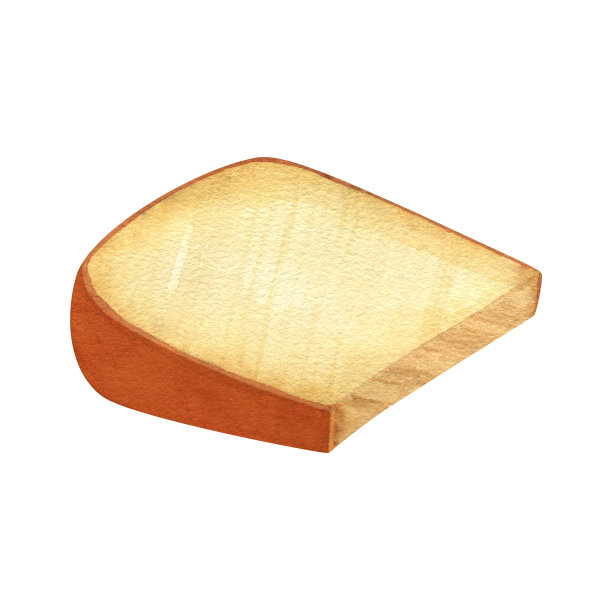 水彩豪达奶酪，黄荷兰块，硬牛奶乳制品。美味的食物手绘插图孤立的白色背景。适合菜单，食谱，标签，包装设计。图片下载