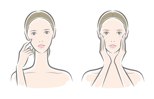 矢量插图的女人做皮肤护理。图片下载