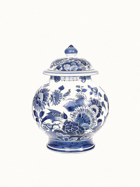 中国艺术风格。青花瓷。图片下载