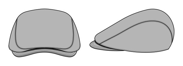 平帽(狩猎帽)矢量模板插图图片下载