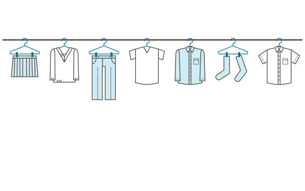 洗衣烘干排简单的线条绘制插图材料图片下载