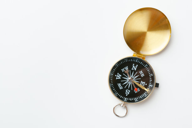 黄金复古指南针孤立在白色背景图片下载