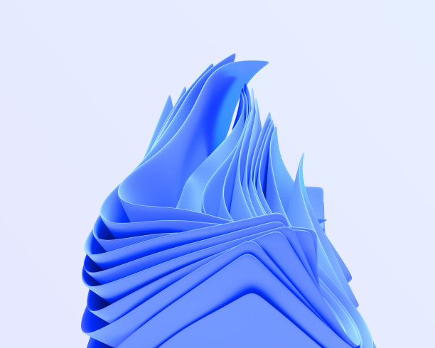 多层抽象背景与蓝色折叠丝带3d渲染。有褶皱和纹理边缘的布或纸的波浪状弯曲层。时尚现代壁纸，横幅模板图片下载