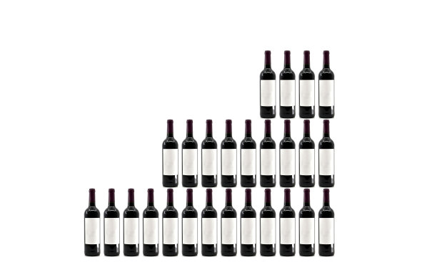 红酒的瓶子在越来越大的柱子上图片下载