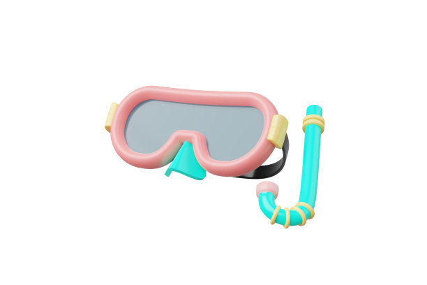 3d渲染驾驶通气管面罩隔离在白色背景。夏日粉红度假与元素简约可爱的设计，夏日主题。图片下载