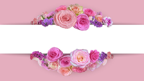 粉红玫瑰边框。图片下载