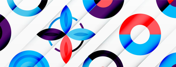 五颜六色的圆圈在一个网格组成抽象图片下载