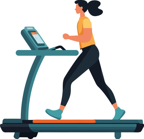 在健身房跑步机上慢跑的健康女性图片下载
