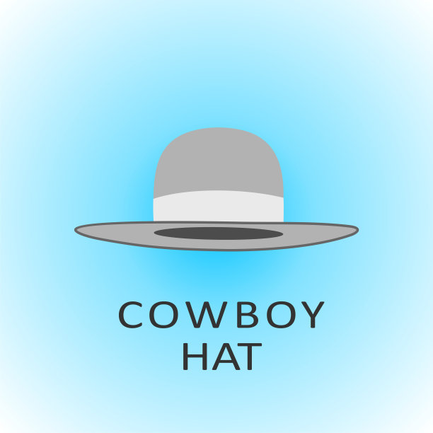 灰色牛仔帽简单的平面矢量插图图片下载