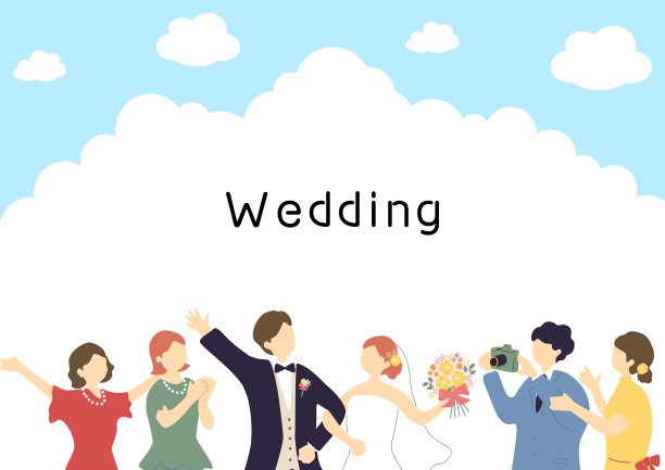 人们祝贺新娘和新郎的插图图片下载