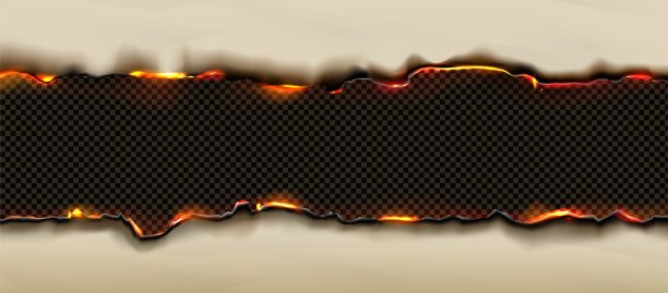 烧过的纸的边缘效果与火和黑灰图片下载