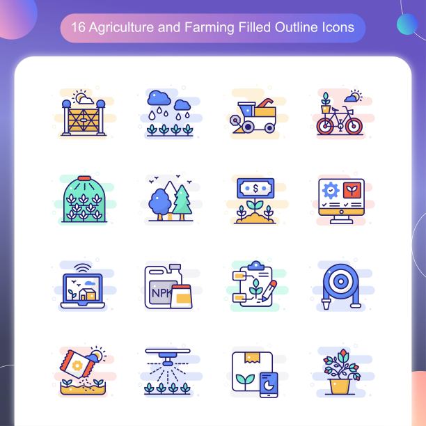 农业和农业填充轮廓图标集06图片下载