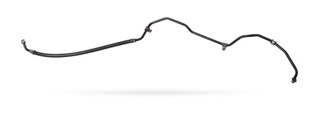 汽车发动机冷却系统的黑色金属软管，白色孤立背景，在照相馆用于维修期间更换或用于汽车拆卸时出售的备件目录。图片下载