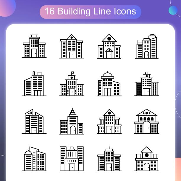 建筑矢量轮廓图标集03图片下载
