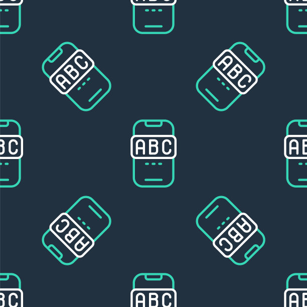 在线学习不同外语通过手机应用图标隔离无缝图案黑色背景。向量图片下载