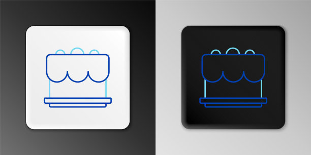 线饼图标隔离在灰色背景。生日快乐。色彩缤纷的轮廓概念。向量图片下载