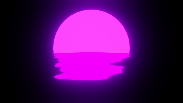 紫色日落反射在水或海洋在黑色背景。图片下载