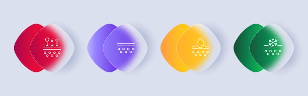 护肤霜图标集。乳液，有助于防止紫外线引起的晒伤和过早衰老。护肤理念。Glassmorphism风格。矢量线图标的业务和广告图片下载