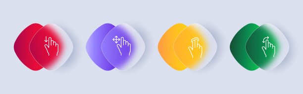 触摸屏图标集。用于控制电子设备的触摸式界面。技术的概念。Glassmorphism风格。矢量线图标的业务和广告图片下载