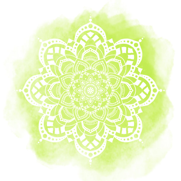 曼陀罗在柔和的绿色水彩背景图片下载