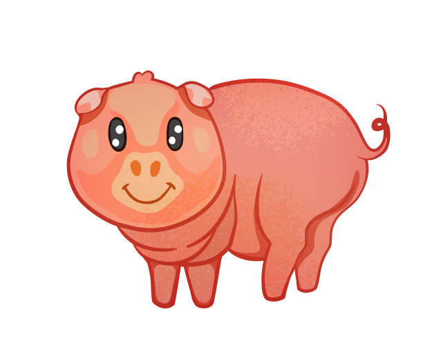 可爱的卡通微笑猪矢量插图，为儿童绘画的书图片下载