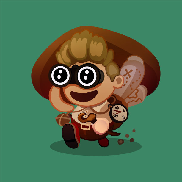 卡通运行的探险家角色，可爱的矢量插图，冒险时间图片下载