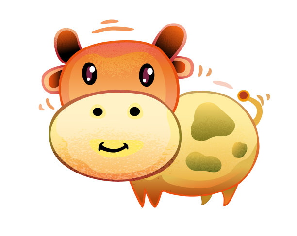 可爱的卡通牛动物字符矢量插图儿童书图片下载