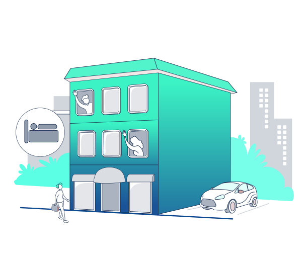 酒店信息图涂鸦插图图片下载