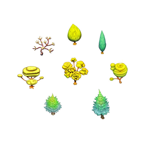 树插图，等距游戏资产，植物，松树图片下载