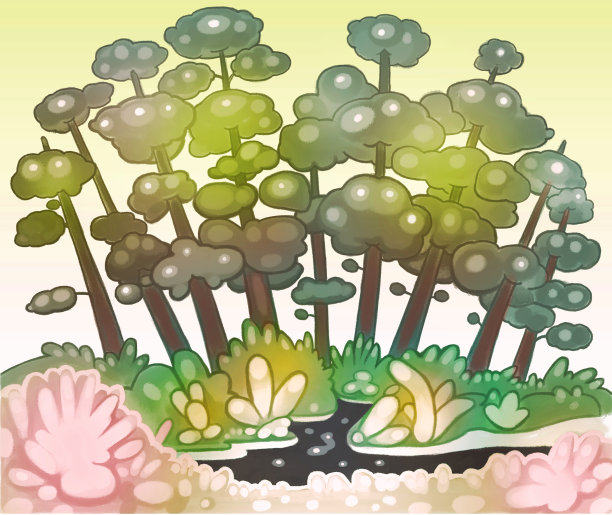 卡通自然景观彩色插图背景图片下载