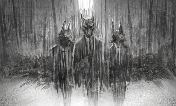 行走在森林里的狼人套装插图图片下载