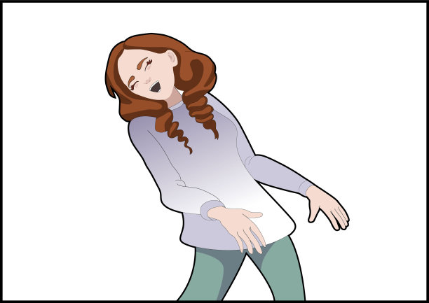 快乐大笑的女孩与身体表情可爱的矢量插图图片下载