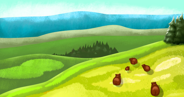 小熊一家在山上散步图片下载