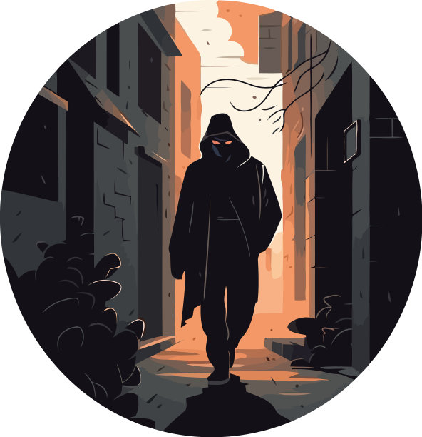 一个幽灵般的窃贼走在户外的剪影图片下载