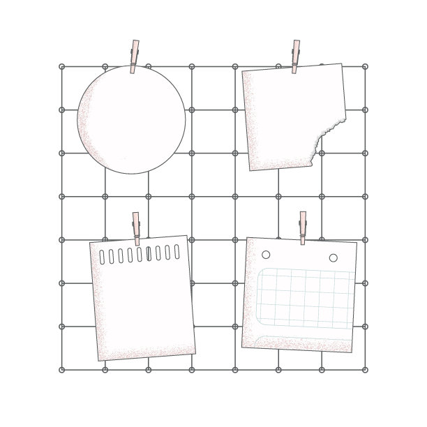 金属墙布告栏。平面办公装修心情板。矢量插图。图片下载