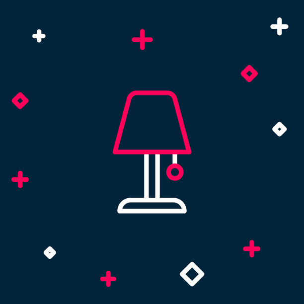 线台灯图标孤立的蓝色背景。夜灯。色彩缤纷的轮廓概念。向量图片下载