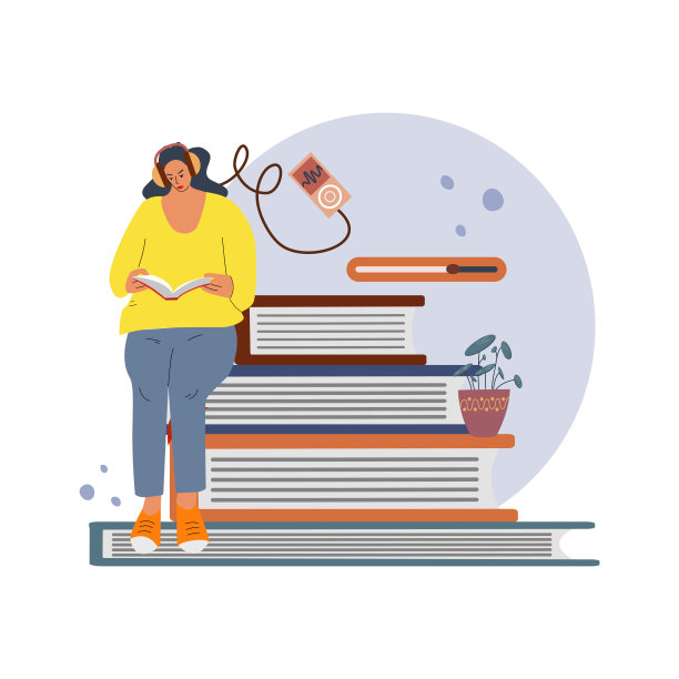 在线远程教育。这个女孩听讲座和读书图片下载