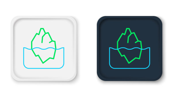 线冰山图标隔离在白色背景。色彩缤纷的轮廓概念。向量图片下载