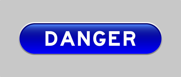 蓝色胶囊形状按钮，灰色背景上有危险字样图片下载