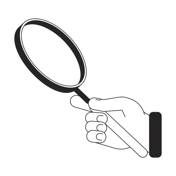 手持放大镜bw概念矢量点插图图片下载