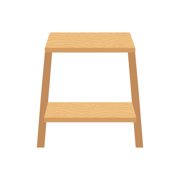 有架子的木制架子。矢量说明的凳子或梯子。具有木质纹理的板材。图片下载