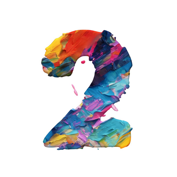 数字:调色板刀制成的油画颜料，白色背景，3d渲染，两个图片下载