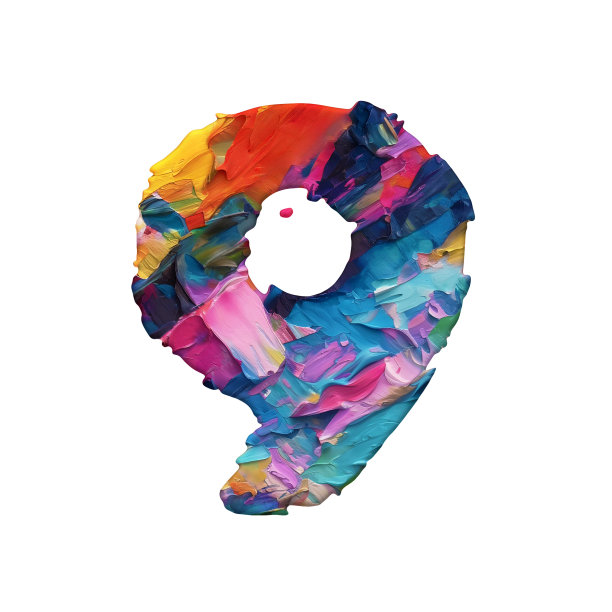 Titolo:数字由调色板刀油画颜料，白色背景，3d渲染，编号9图片下载