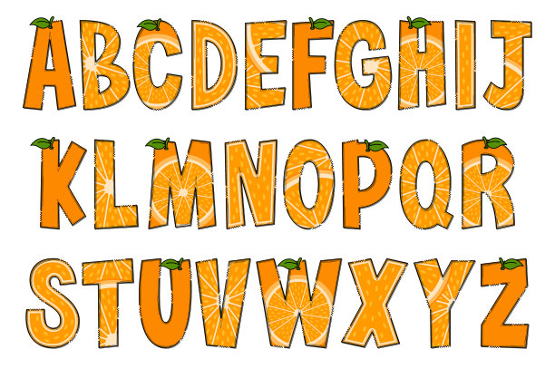 手工制作的橙色字母。色彩创意艺术排版设计图片下载